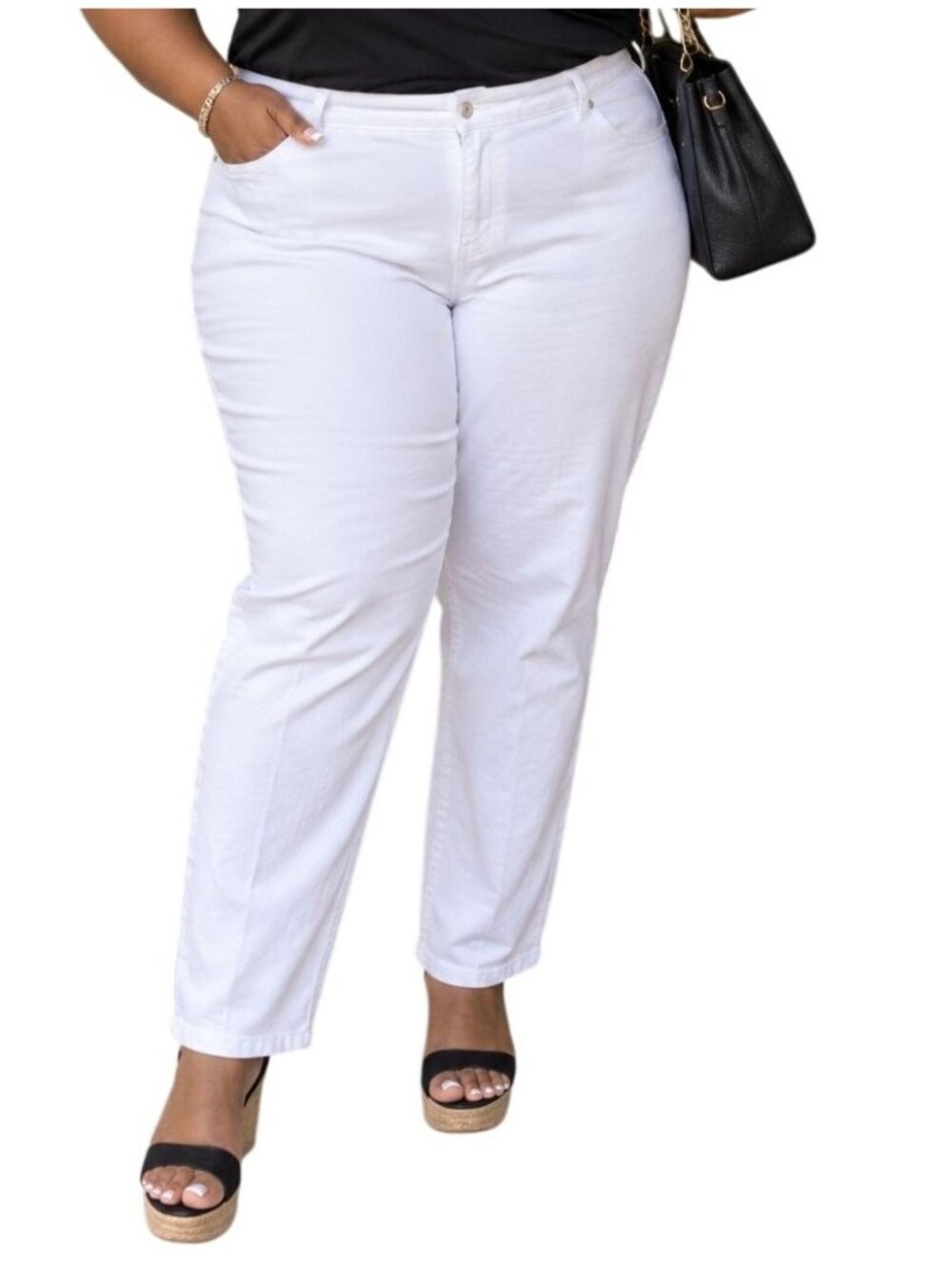 Gloria Vanderbilt Plus Size 18W Jeans Amanda White Stretch High Rise